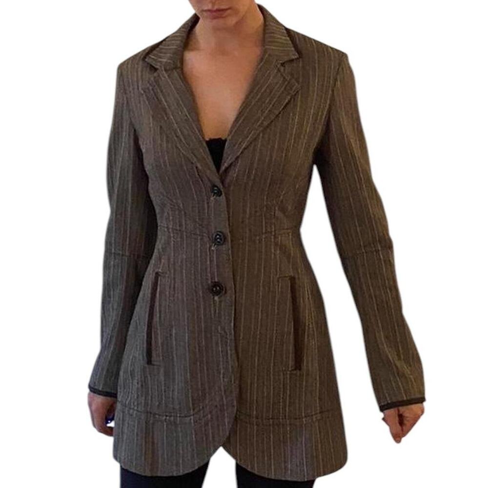 Brown and black striped blazer